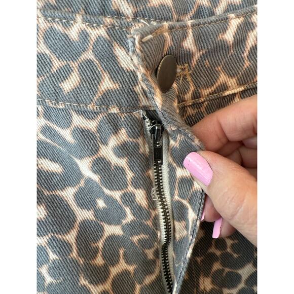 NWT Wild Fable Mid Rise Wide Leg Baggy Jeans Beige Leopard Women's Size Medium - Picture 6 of 12